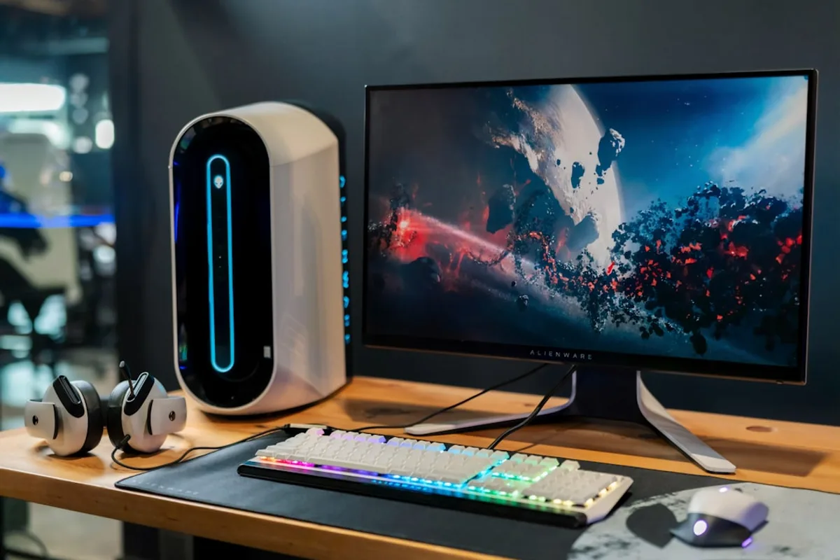 Computer monitor and keyboard on a professional business desk